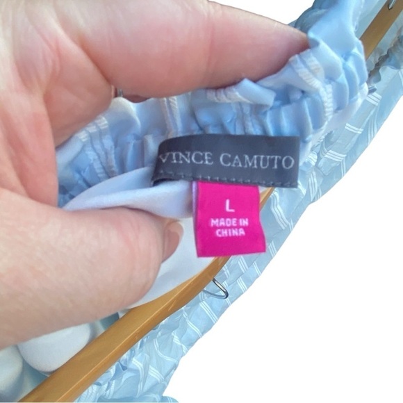 Vince Camuto Blue / White Striped Off The Shoulder | Size: L - Picture 10 of 10